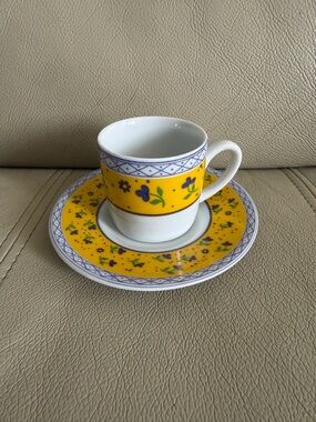 Yellow Floral Tea Cup and Saucer Set